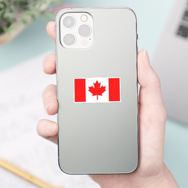 Sticker Drapeau canadien Design graphique rouge et blanc (Téléphone)