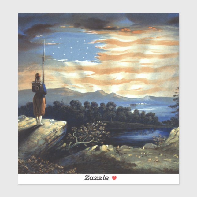 Sticker Drapeau céleste américain dans le ciel, Guerre civ (Feuille)