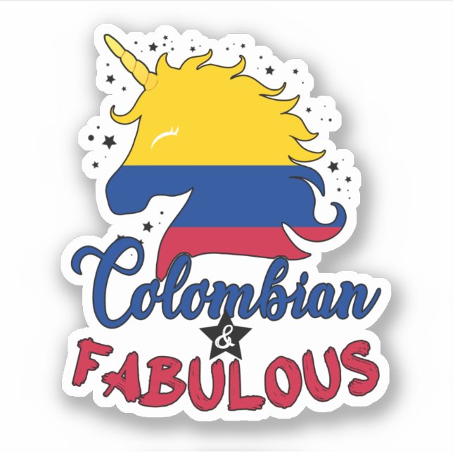 Sticker Drapeau colombien et fabuleux Unicorne colombienne (Devant)