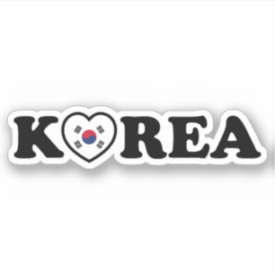 Sticker Drapeau coréen Love Heart