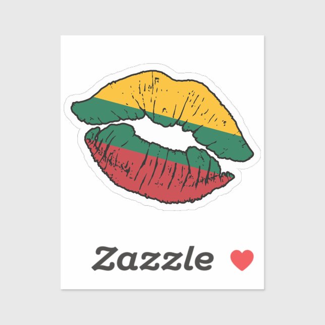 Sticker Drapeau d'amour lituanien Lipstick (Feuille)