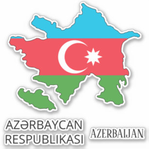 Sticker Drapeau d'Azerbaïdjan Charme carte patriotique