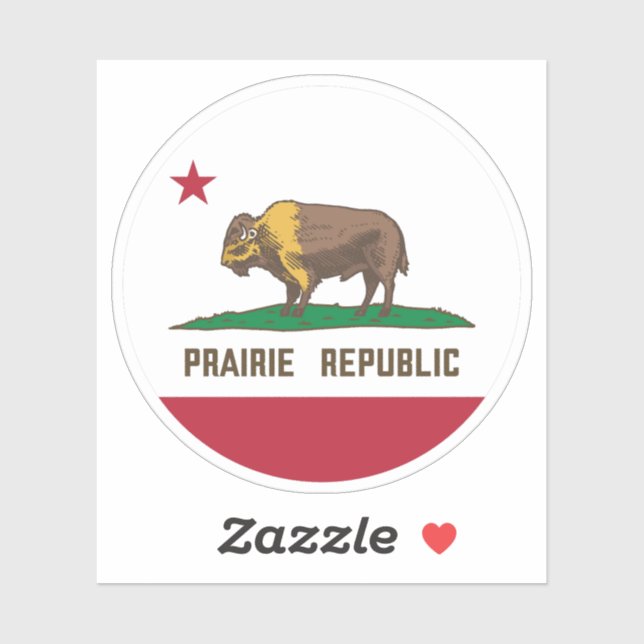 Sticker Drapeau de bison de la République des Prairies Gra (Feuille)
