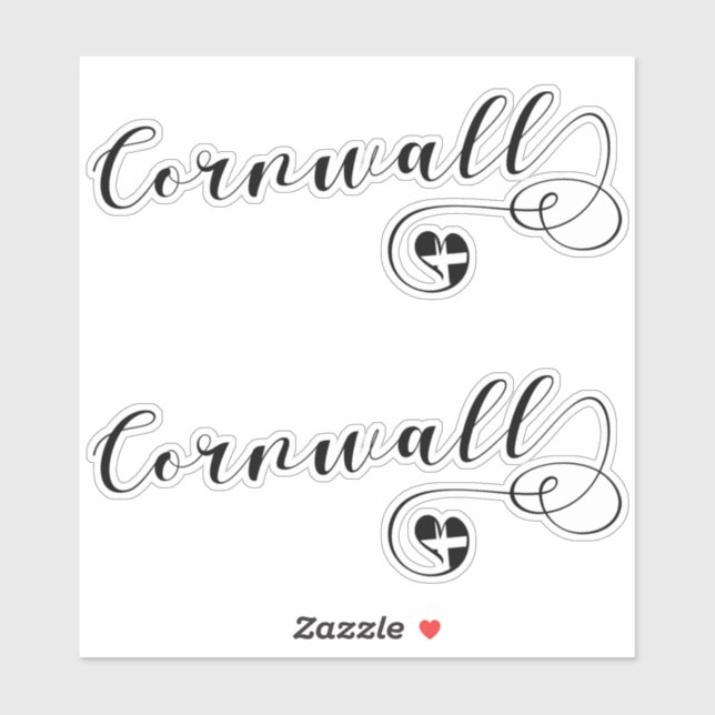 Sticker Drapeau de Cornouailles en Coeur, Cornouailles, Ke (Feuille)