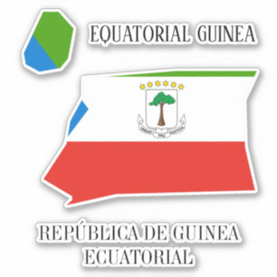 Sticker Drapeau de Guinée équatoriale Charmante carte patr