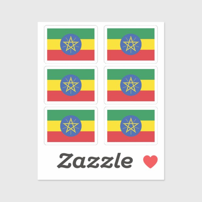 Sticker Drapeau de la collection Ethiopie pack de 6 (Feuille)