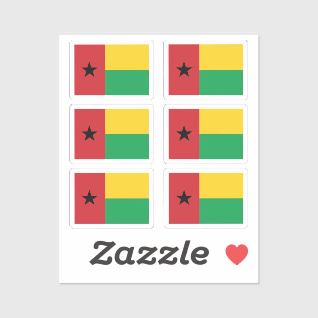 Sticker Drapeau de la Collection Guinée-Bissau pack de 6 (Feuille)