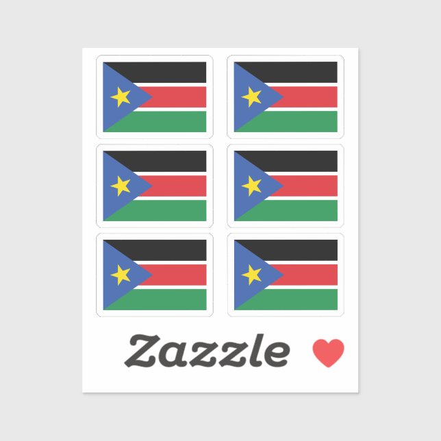 Sticker Drapeau de la collection Sud-Soudan pack de 6 (Feuille)