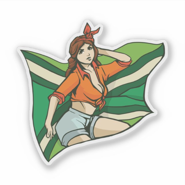 Sticker Drapeau de la fille de la broche (Devant)
