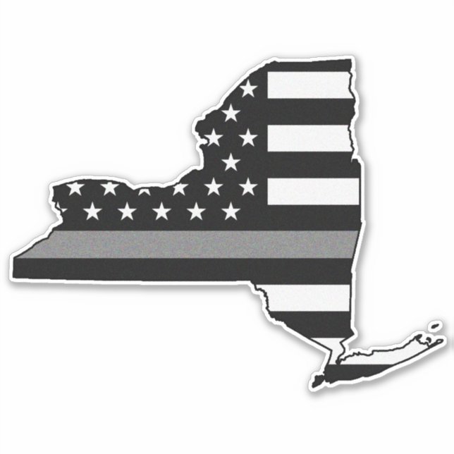 Sticker Drapeau de la ligne grise fine New York (Devant)