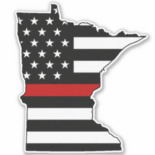Sticker Drapeau de la ligne rouge mince Minnesota
