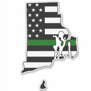 Sticker Drapeau de la ligne verte mince Rhode Island