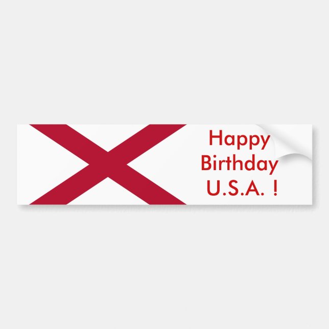Sticker Drapeau de l'Alabama, Joyeux Anniversaire  (Devant)