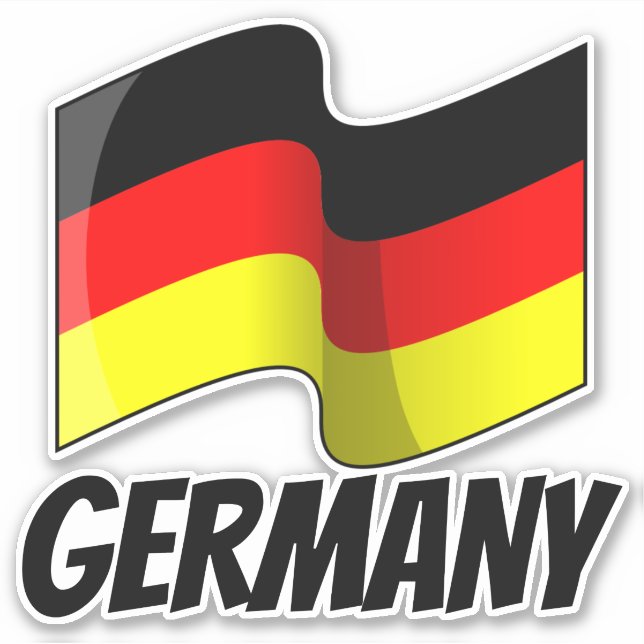 Sticker Drapeau de l'Allemagne, étiqueté (Devant)