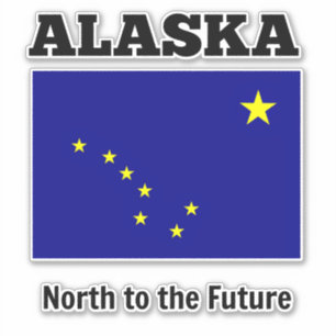 Sticker drapeau de l'état de l'Alaska, étiqueté avec la de