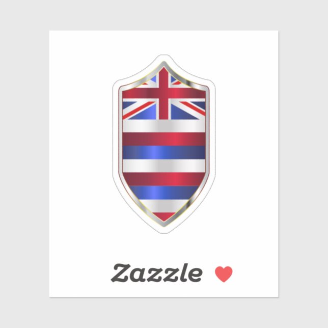 Sticker Drapeau De L'État D'Hawaï Sur Un Bouclier De Style (Feuille)