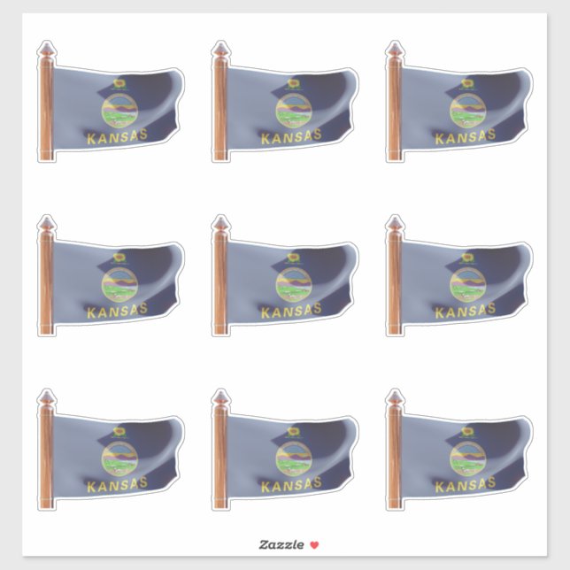 Sticker Drapeau de l'État du Kansas (Feuille)
