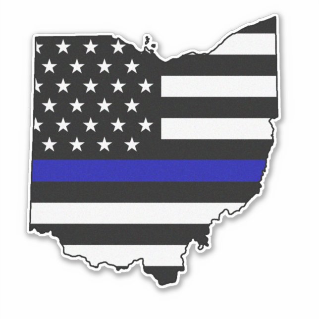 Sticker Drapeau de ligne bleue mince Ohio (Devant)
