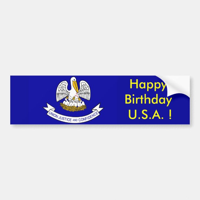 Sticker Drapeau de Louisiane, Joyeux Anniversaire  (Devant)