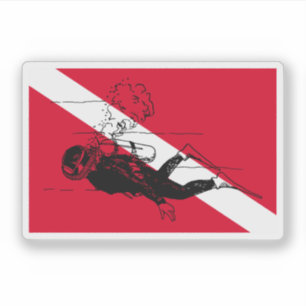 Sticker Drapeau de plongée avec illustration de plongeur r