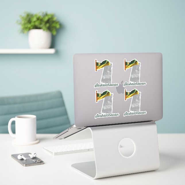 Sticker Drapeau de Saskatchewan (Ordinateur portable sur le bureau)