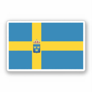 Sticker Drapeau de Suède avec petit blason ajouté