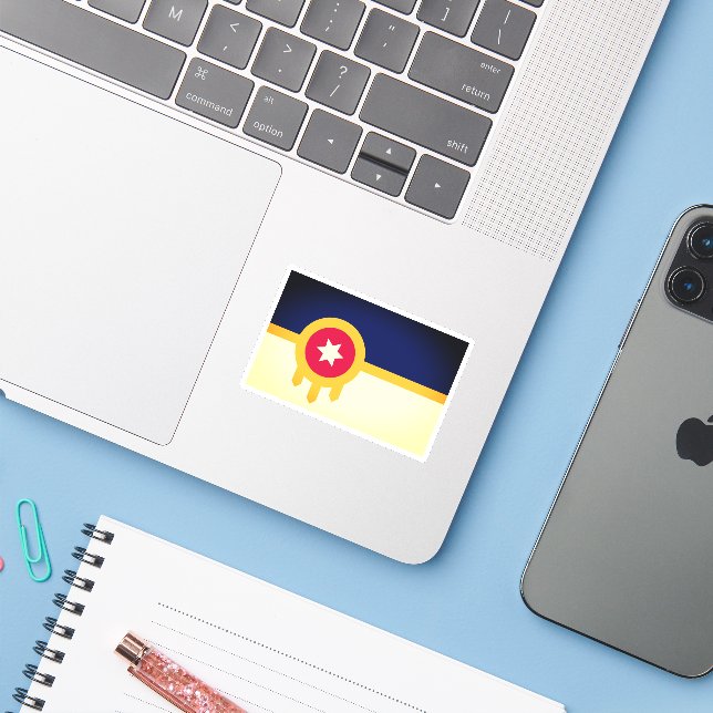 Sticker Drapeau de Tulsa, Oklahoma (Ordinateur portable avec iPhone)