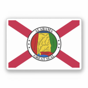 Sticker Drapeau d'État de l'Alabama/ sceau d'État superpos