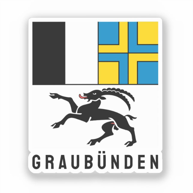 Sticker Drapeau du canton de Graubünden, Suisse (Recto)