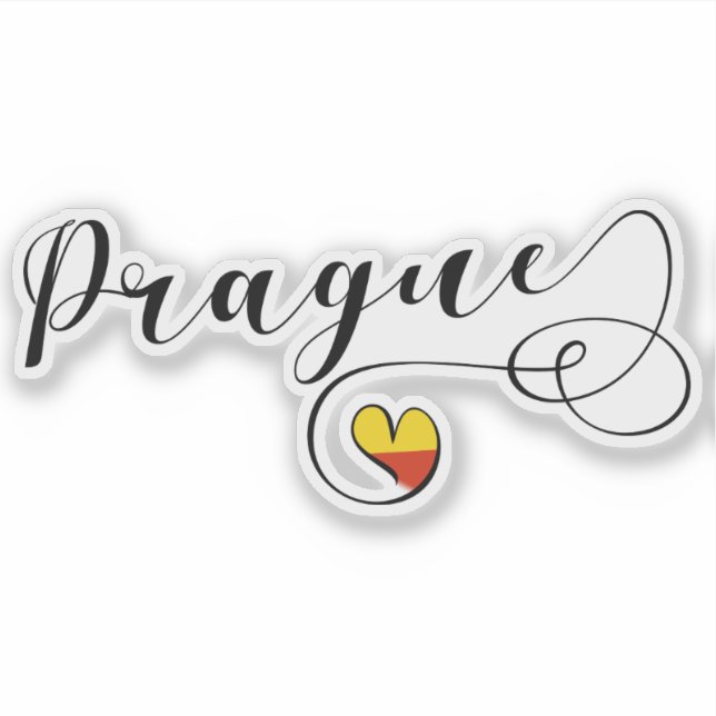 Sticker Drapeau du coeur de Prague (Devant)