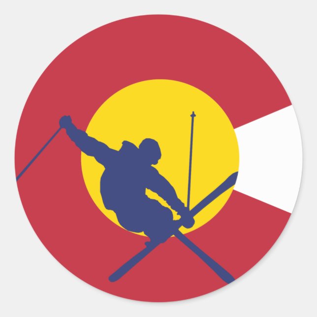 Sticker Drapeau du Colorado - Skier - Fer Cross (Devant)