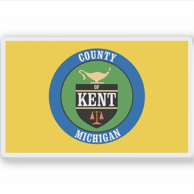 Sticker Drapeau du comté de Kent, Michigan (Devant)