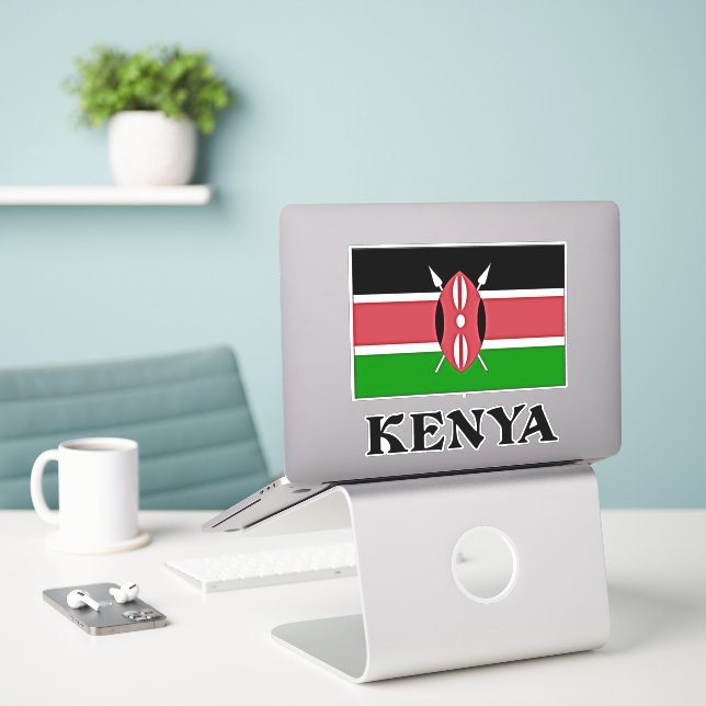 Sticker Drapeau du Kenya, étiqueté (Ordinateur portable sur le bureau)
