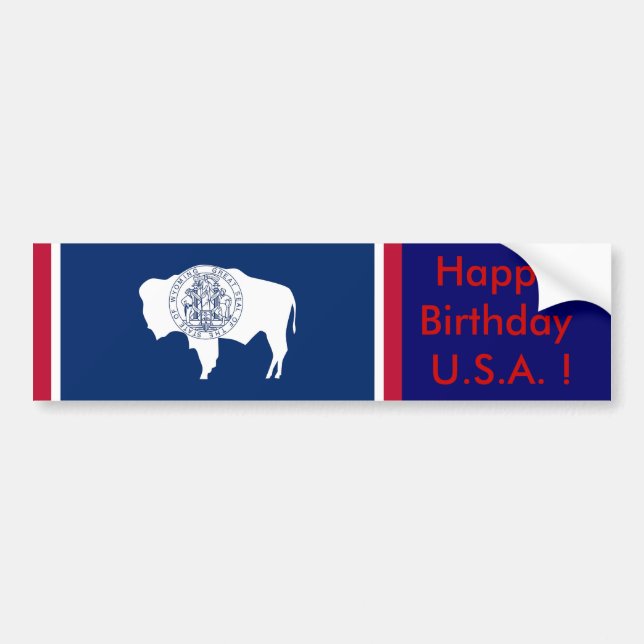 Sticker Drapeau du Wyoming, Joyeux Anniversaire U. (Devant)
