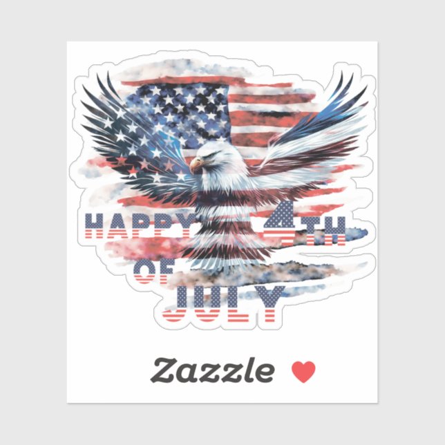 Sticker Drapeau et aigle des États-Unis. Indépendance (Feuille)