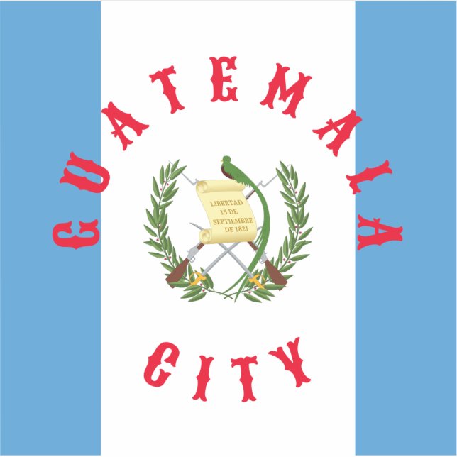 Sticker Drapeau et blason de Guatemala City Quetzal Bird (Devant)