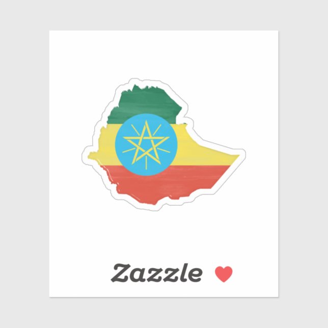 Sticker Drapeau et carte de l'Éthiopie (Feuille)