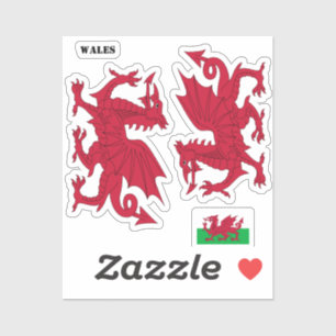 Sticker Drapeau Gallois, Dragon Rouge - Cymru, Pay