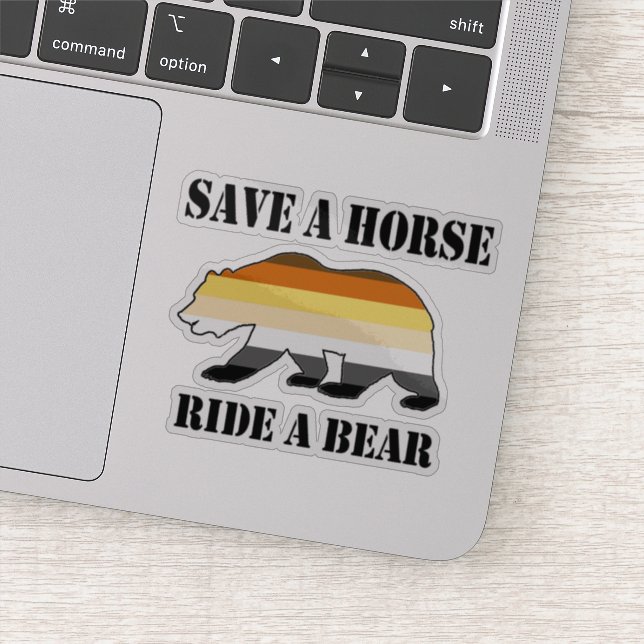 Sticker Drapeau Gay Bear Pride Enregistrer Un Cheval Ride  (Détail)