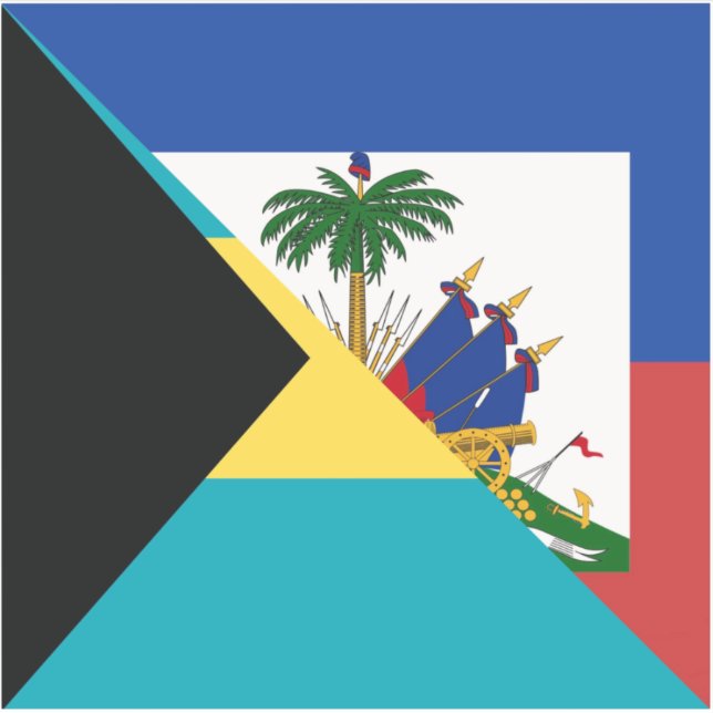 Sticker Drapeau Haïti Bahamas | Drapeau semi haïtien baham (Devant)