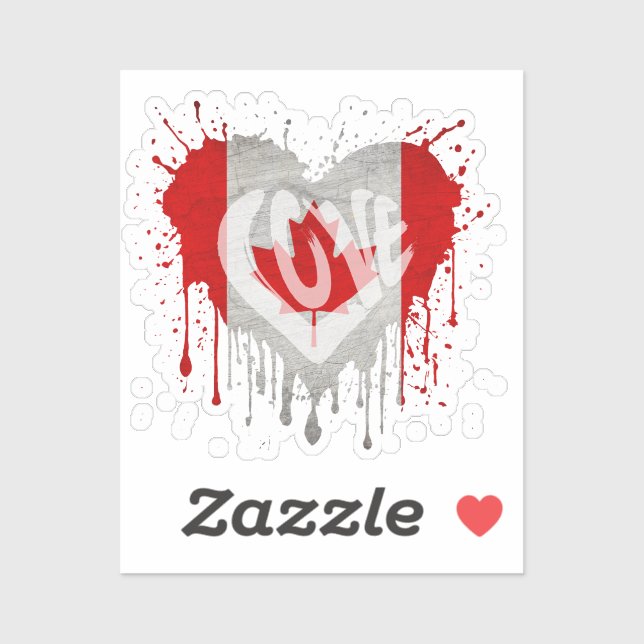 Sticker Drapeau J'aime Canada (Feuille)
