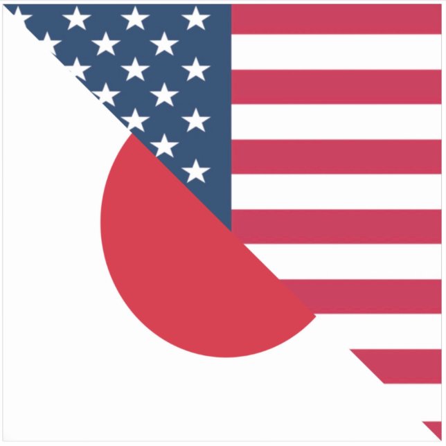 Sticker Drapeau Japon Amérique |Drapeau américain à moitié (Devant)