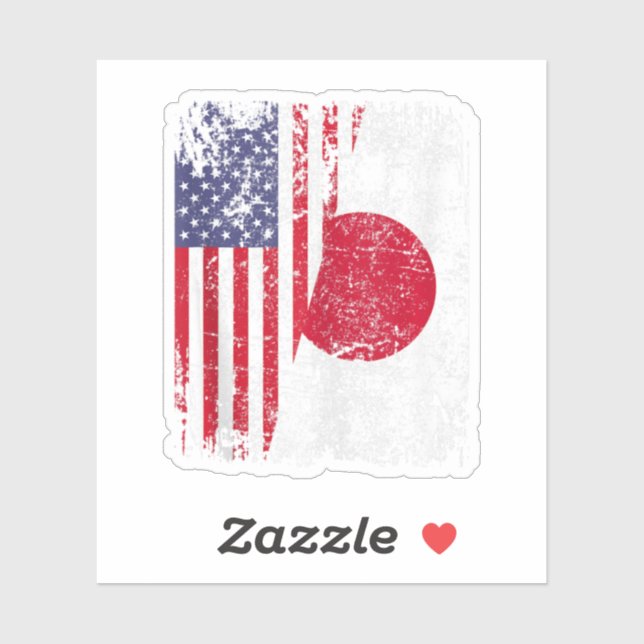 Sticker Drapeau japonais à moitié américain Japon (Feuille)