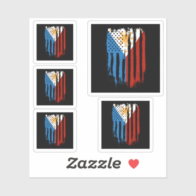 Sticker Drapeau mi-américain mi-philippin Philippines (Feuille)