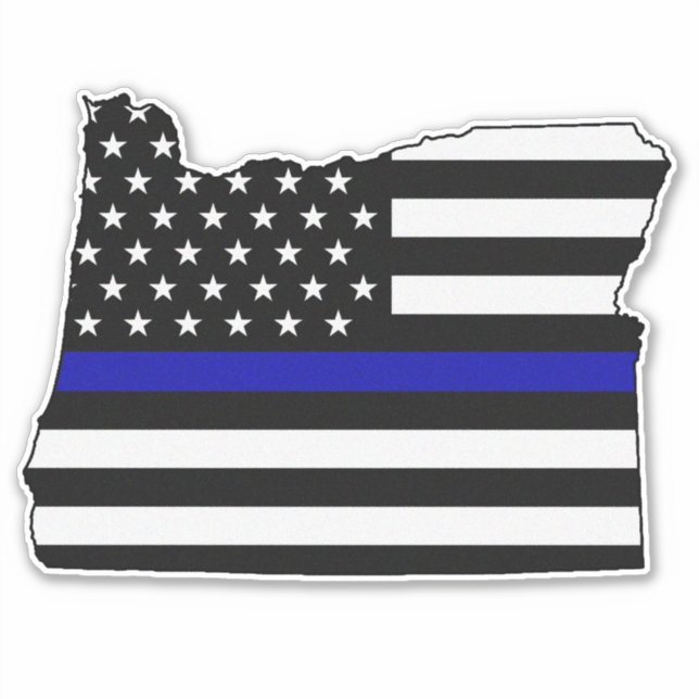 Sticker Drapeau mince en ligne bleue Oregon (Devant)