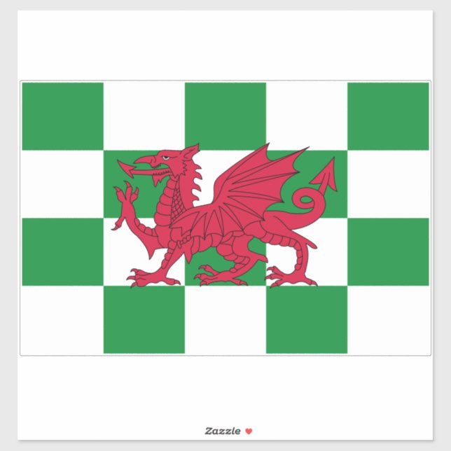 Sticker Drapeau mystique de dragon celtique rouge du Pays  (Feuille)