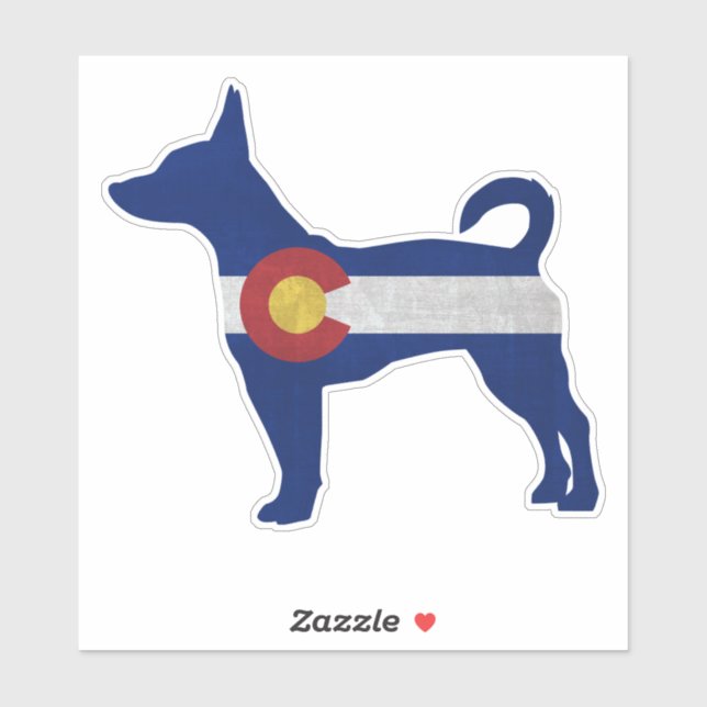 Sticker Drapeau Rat Terrier Chien race Colorado (Feuille)