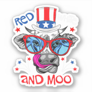 Sticker Drapeau Rouge Blanc Et Moo Patriotique Agricole Va