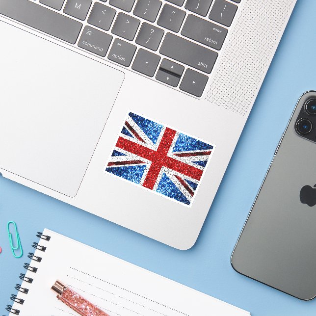 Sticker Drapeau rouge bleu blanc brillant parties scintill (Ordinateur portable avec iPhone)