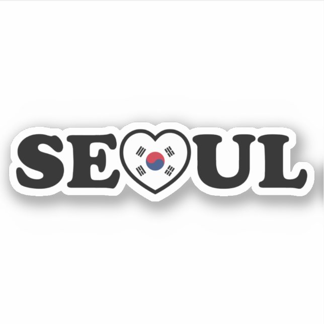 Sticker Drapeau Seoul Love Heart Taegeukgi (Devant)